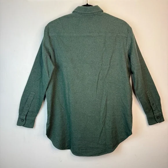 Madewell Flannel Flap-Pocket Oversized Ex-Boyfriend Shirt size XS  Smokey Spruce - Picture 9 of 11